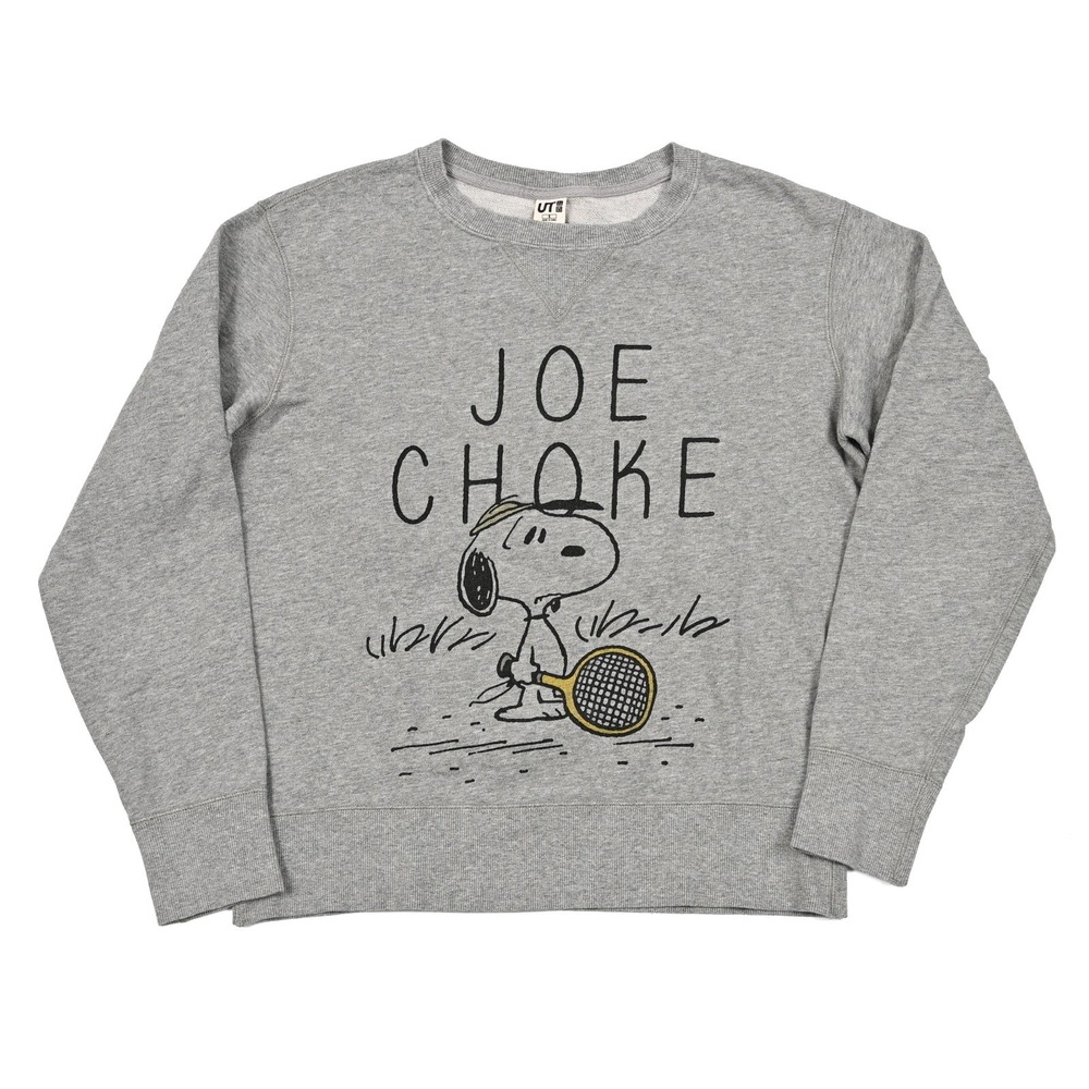 Uniqlo X Peanuts Joe Cool "Joe Choke" Sweatshirt Men's Small‎ Tennis Snoopy Gray